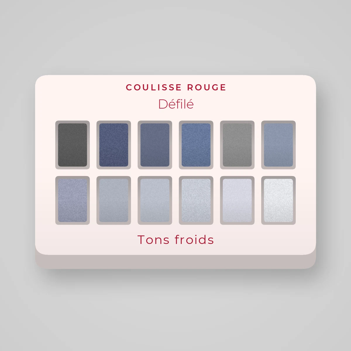Palette yeux Défilé effet smoky – Coulisse Rouge, 12 × 1 g, teinte Tons froids