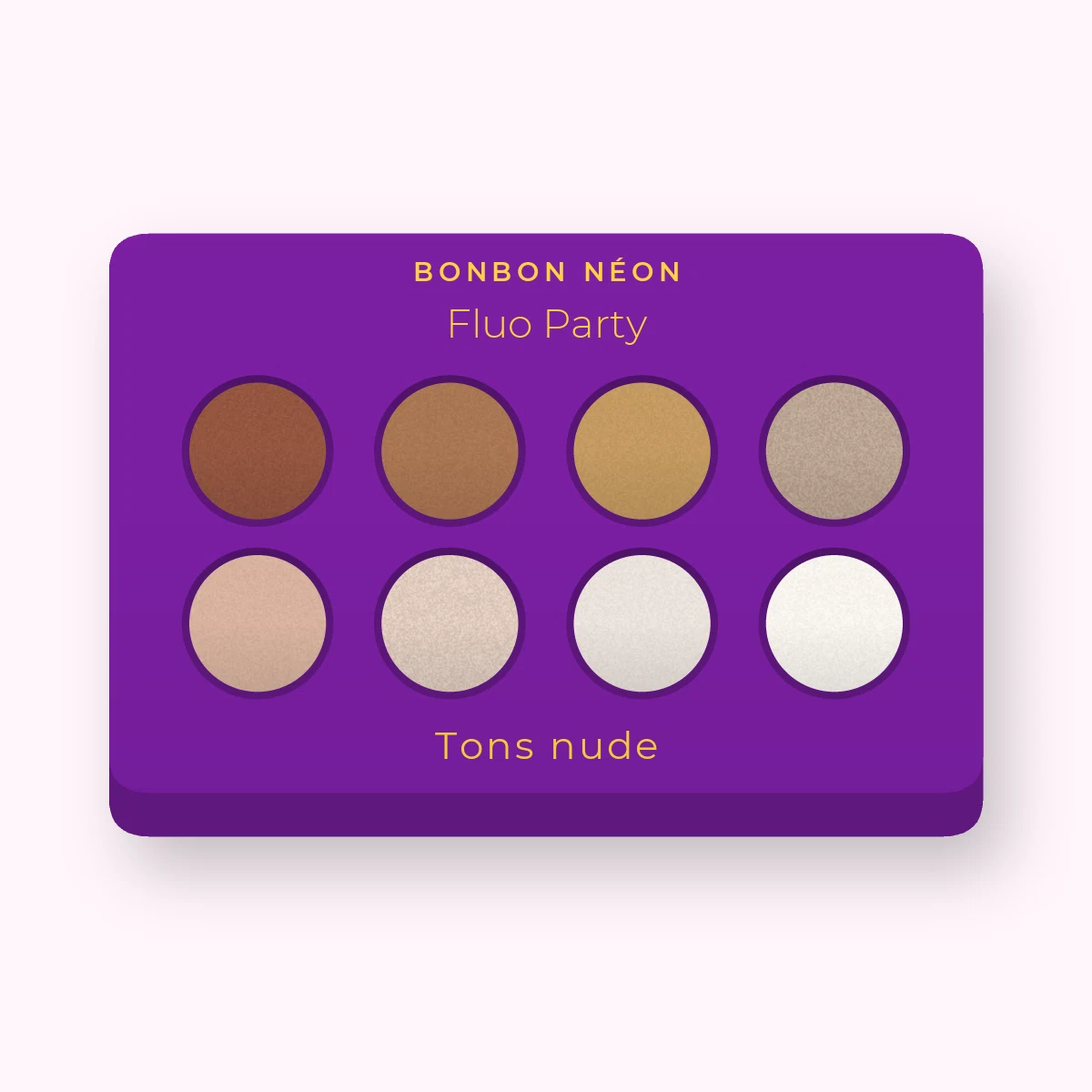 Palette yeux Fluo Party à l'huile de noisette – Bonbon Néon, 12 × 1 g, teinte Tons nude