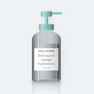 Nettoyant visage hydratant au charbon végétal – Vellaure, flacon-pompe 200 ml