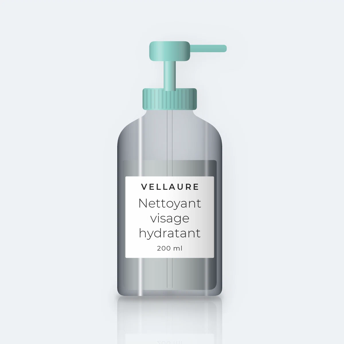 Nettoyant visage hydratant au charbon végétal – Vellaure, flacon-pompe 200 ml