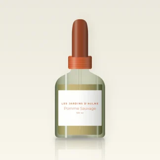 Huile capillaire Pomme Sauvage au romarin – Les Jardins d'Aulne, flacon compte-gouttes 100 ml