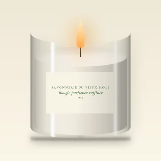 Bougie parfumée raffinée au gingembre – Savonnerie du Vieux Môle, pot en verre 180 g
