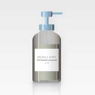Gel douche et bain sensoriel au calendula – Mélèze & Givre, flacon-pompe 500 ml