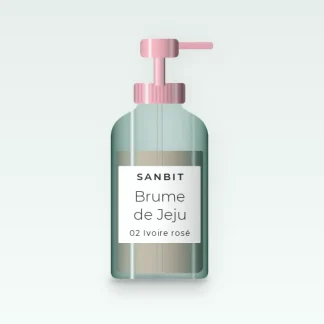 Fond de teint ultra-couvrant Brume de Jeju – Sanbit, flacon-pompe 30 ml, teinte 02 Ivoire rosé