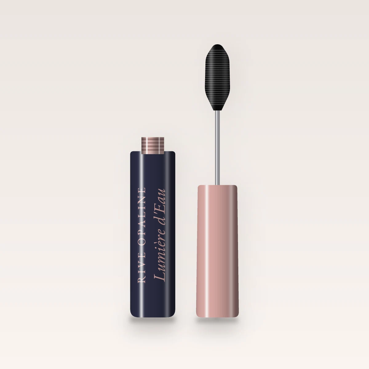 Mascara Lumière d'Eau à la cire de riz – Rive Opaline, flacon et brosse 4 ml, teinte Noir intense