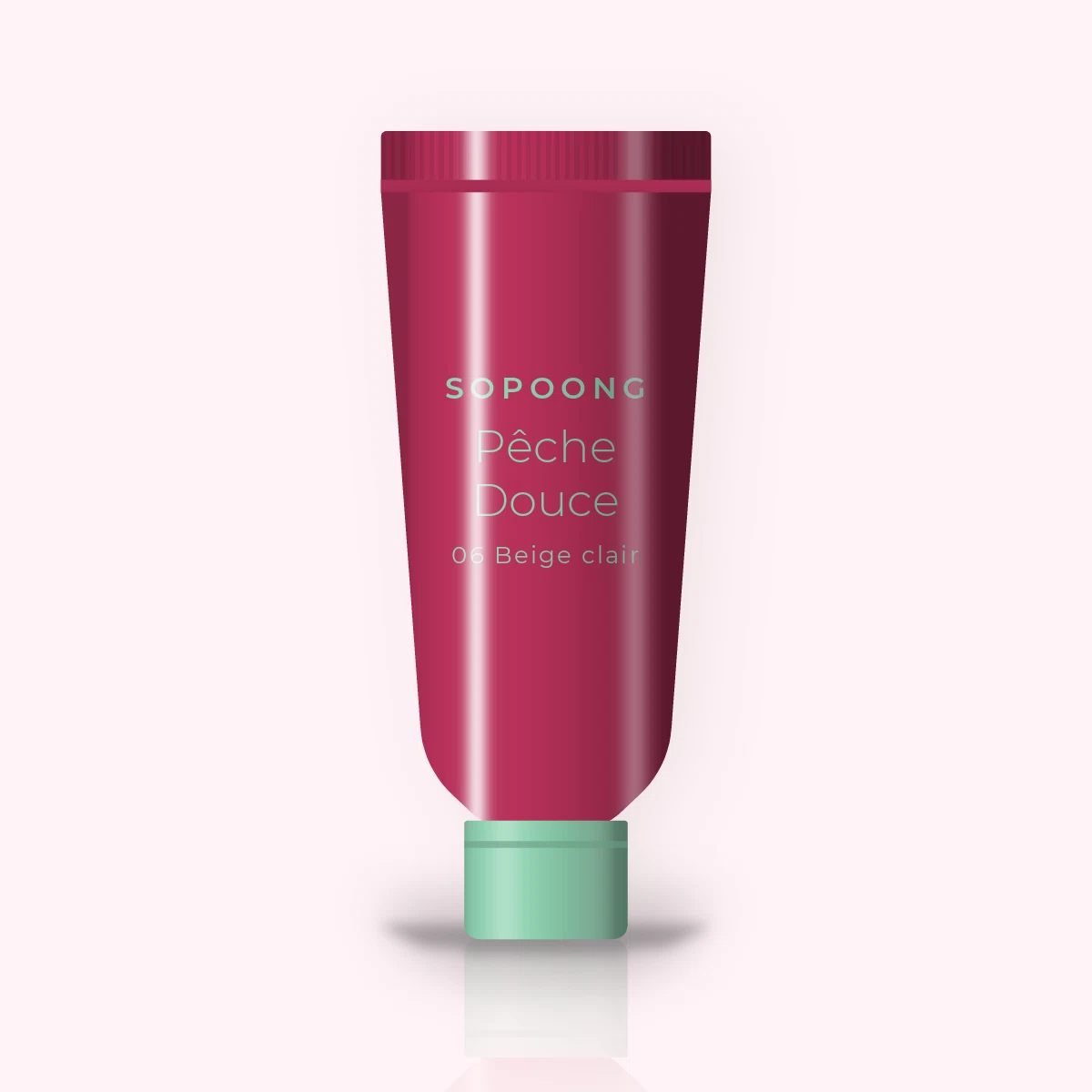 Fond de teint Pêche Douce au thé vert – Sopoong, tube 30 ml, teinte 06 Beige clair