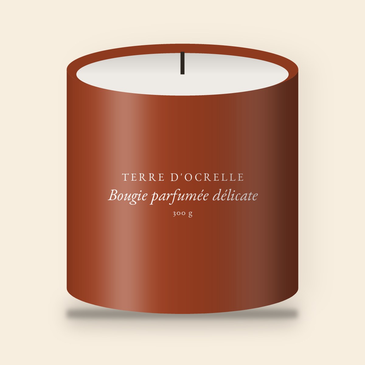 Bougie parfumée délicate à la fève tonka – Terre d'Ocrelle, pot en verre 300 g