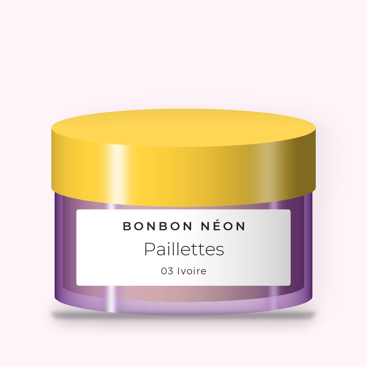 Poudre Paillettes anti-brillance – Bonbon Néon, pot 12 g, teinte 03 Ivoire