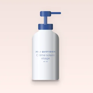 Crème solaire visage sans traces au panthénol SPF 50+ – Joli Quotidien, flacon-pompe 40 ml