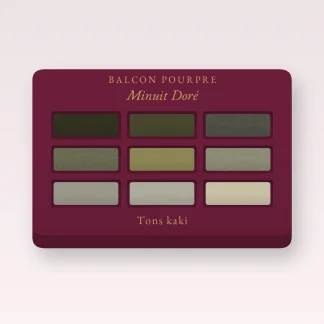 Palette yeux jour et nuit Minuit Doré – Balcon Pourpre, 12 × 1 g, teinte Tons kaki