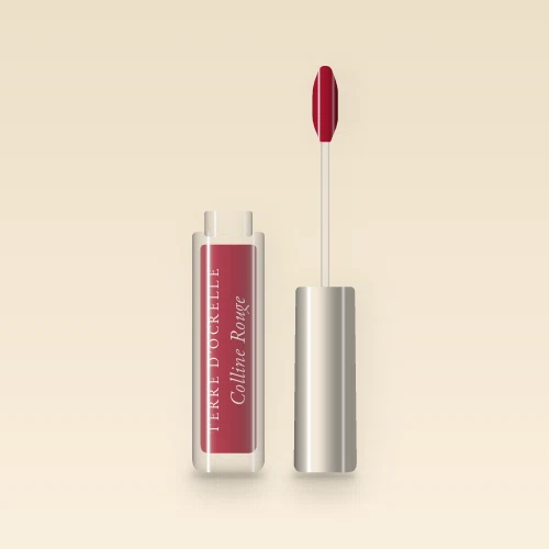 Gloss Colline Rouge effet volume – Terre d'Ocrelle, flacon applicateur 4 ml, teinte 08 Rouge rubis
