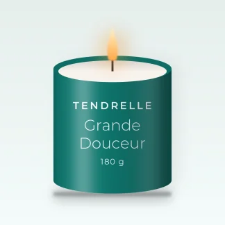 Bougie parfumée Grande Douceur signature – Tendrelle, pot en verre 180 g