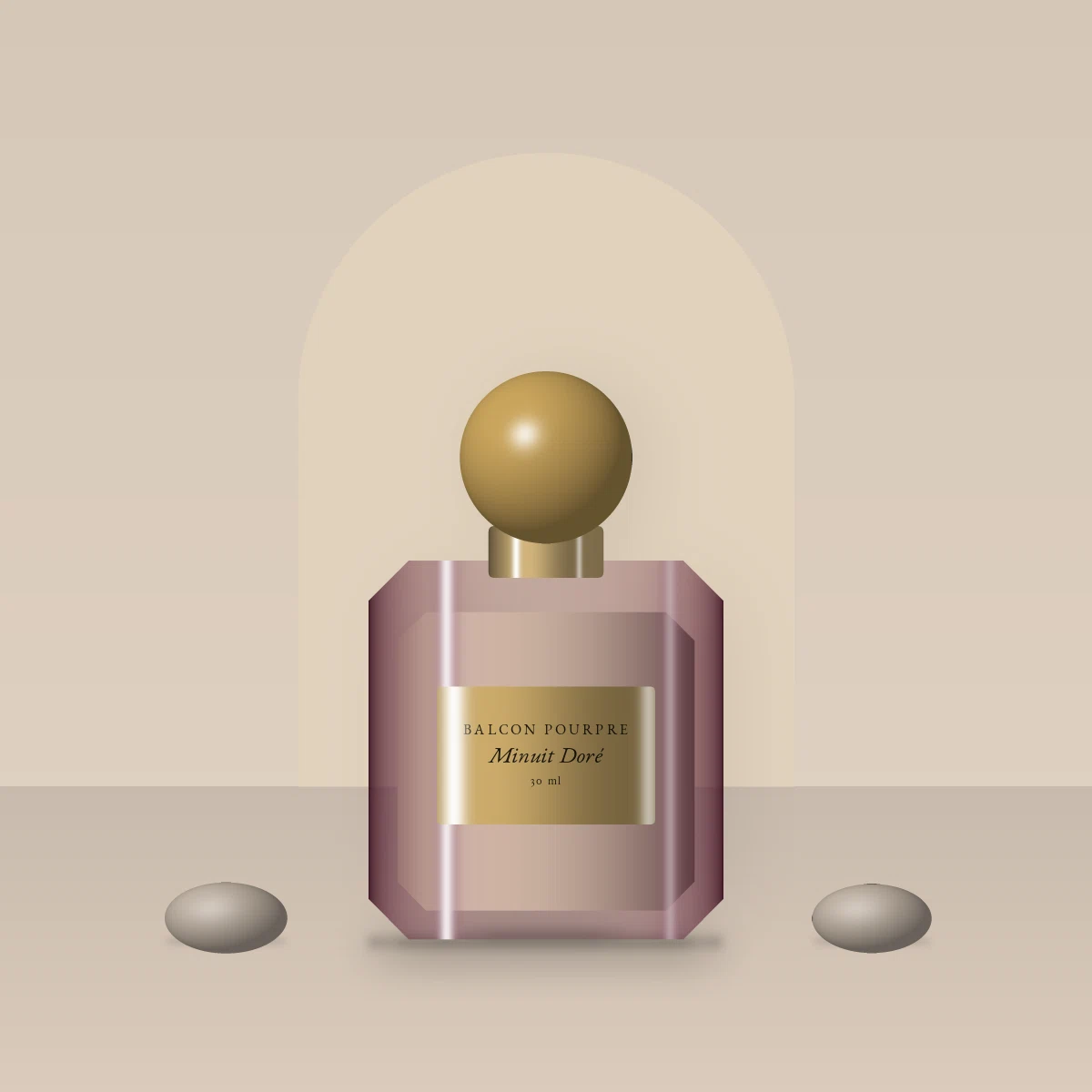 Parfum Minuit Doré cosmopolite au yuzu – Balcon Pourpre, photo d'ambiance