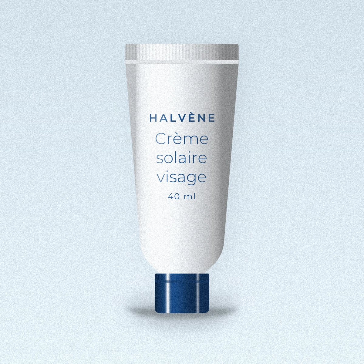 Crème solaire visage lissante au squalane SPF 50 – Halvène, tube 40 ml