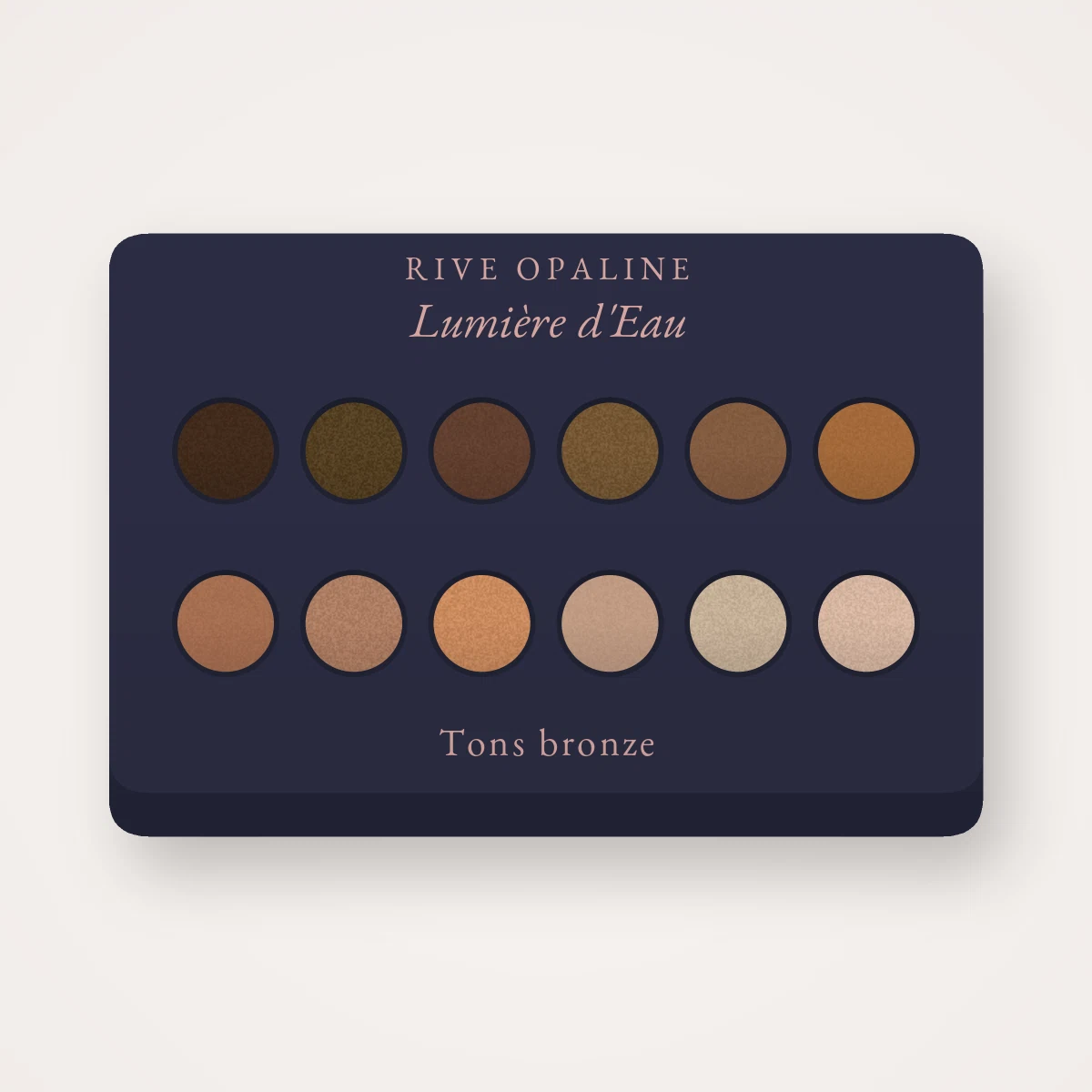 Palette yeux Lumière d'Eau tout-en-un – Rive Opaline, 4 × 1,2 g, teinte Tons bronze