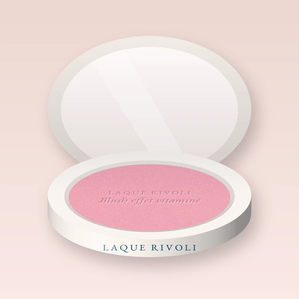 Blush effet vitaminé à l'huile de rose musquée – Laque Rivoli, boîtier 6 g, teinte 02 Rose tendre