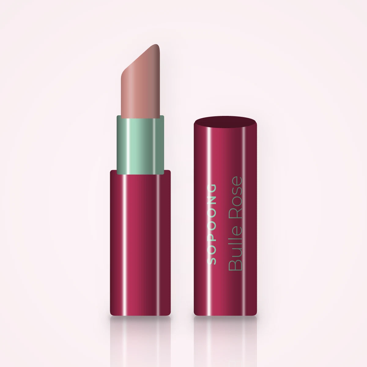 Rouge à lèvres Bulle Rose à l'huile de coco – Sopoong, étui 3,8 g, teinte 02 Nude rosé