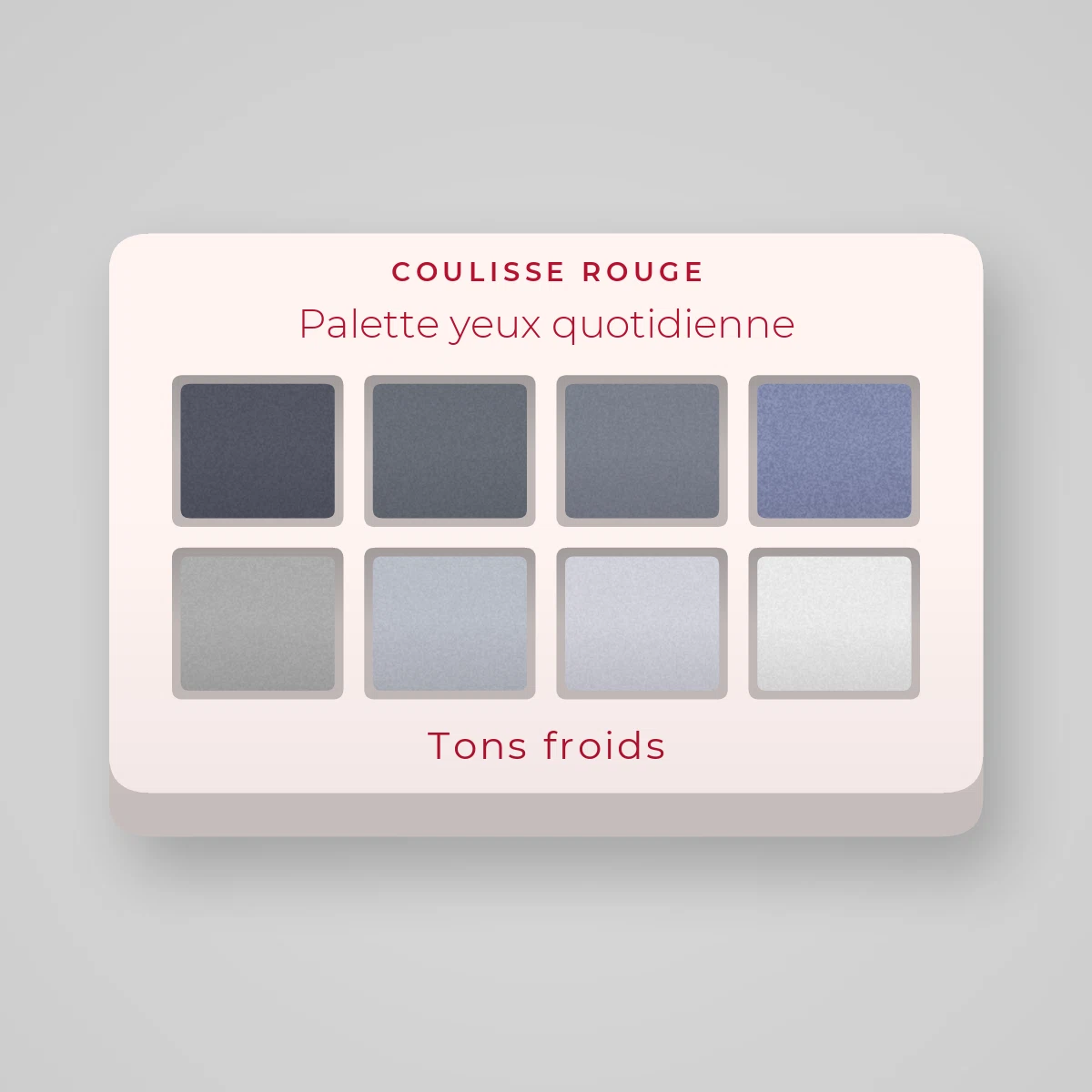 Palette yeux quotidienne au beurre de karité – Coulisse Rouge, 12 × 1 g, teinte Tons froids