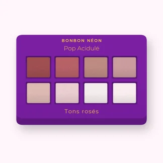 Palette yeux Pop Acidulé haute pigmentation – Bonbon Néon, 12 × 1 g, teinte Tons rosés