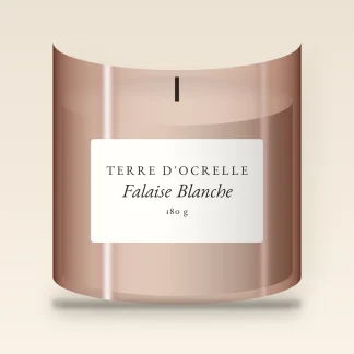 Bougie parfumée Falaise Blanche au gingembre – Terre d'Ocrelle, pot en verre 180 g
