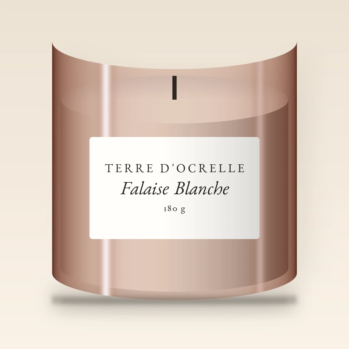 Bougie parfumée Falaise Blanche au gingembre – Terre d'Ocrelle, pot en verre 180 g