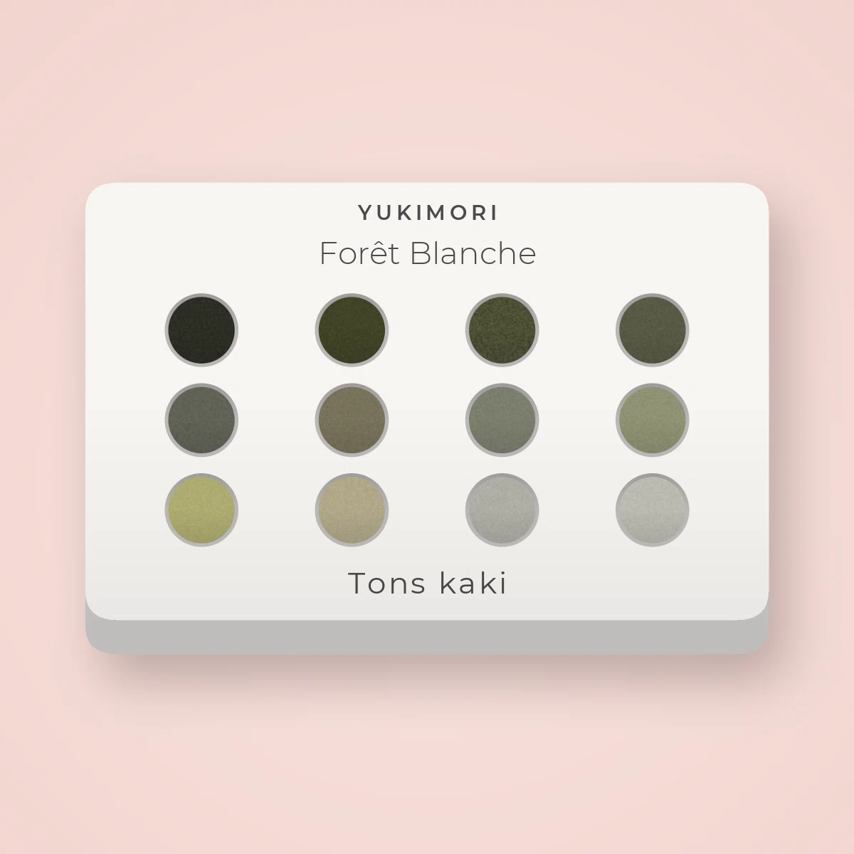 Palette yeux audacieuse Forêt Blanche – Yukimori, 12 × 1 g, teinte Tons kaki