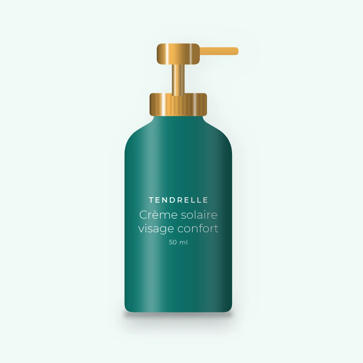 Crème solaire visage confort à la centella asiatica SPF 50+ – Tendrelle, flacon-pompe 50 ml