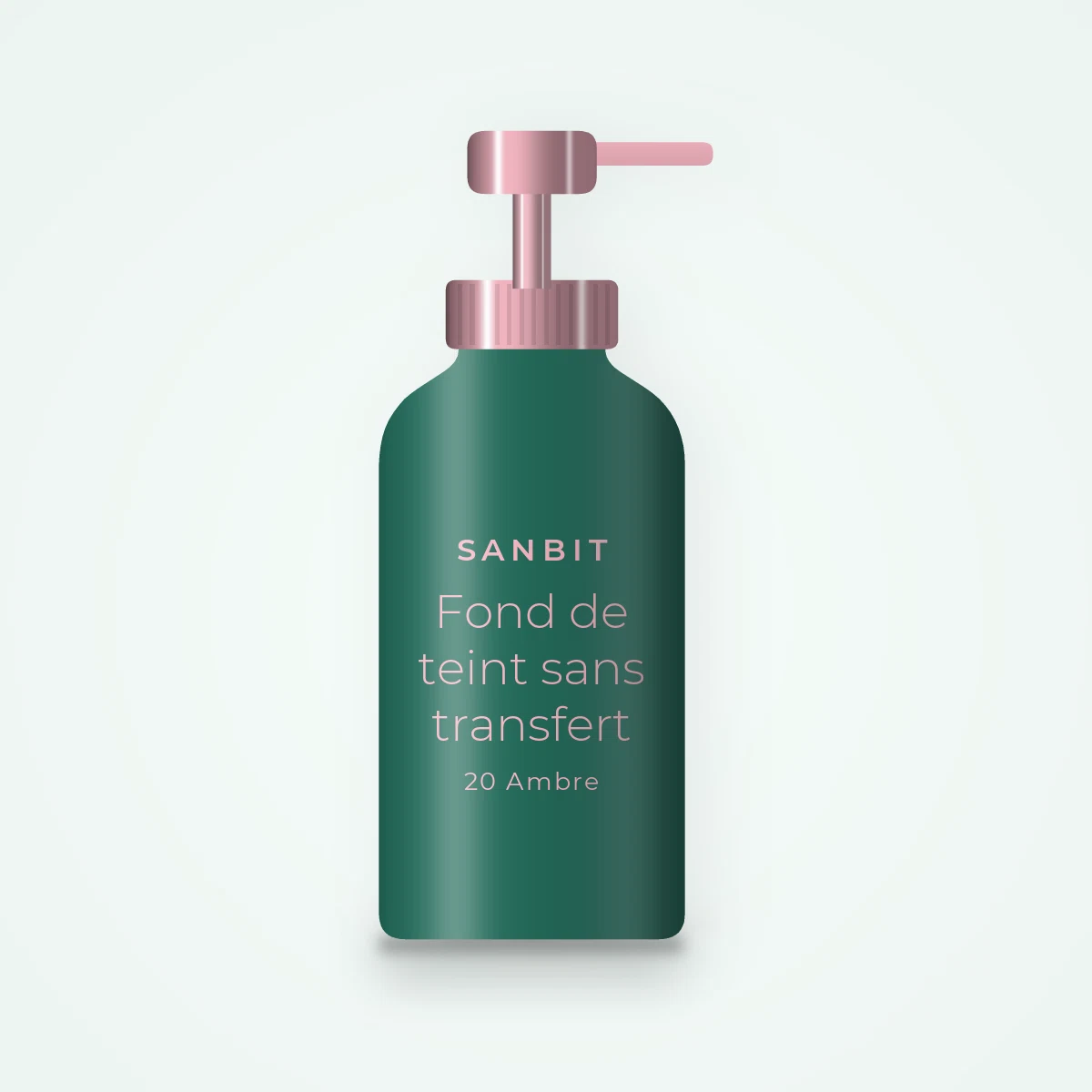 Fond de teint sans transfert aux peptides – Sanbit, flacon-pompe 30 ml, teinte 20 Ambre