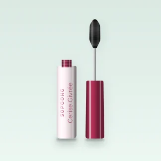 Mascara Cerise Givrée à la cire de candelilla – Sopoong, flacon et brosse 8 ml, teinte Noir