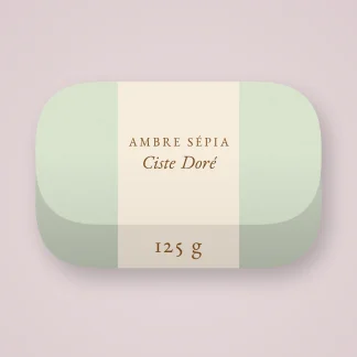 Savon Ciste Doré délicatement parfumé – Ambre Sépia, pain 125 g