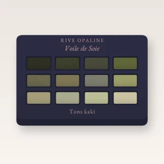 Palette yeux Voile de Soie tout-en-un – Rive Opaline, 12 × 1 g, teinte Tons kaki