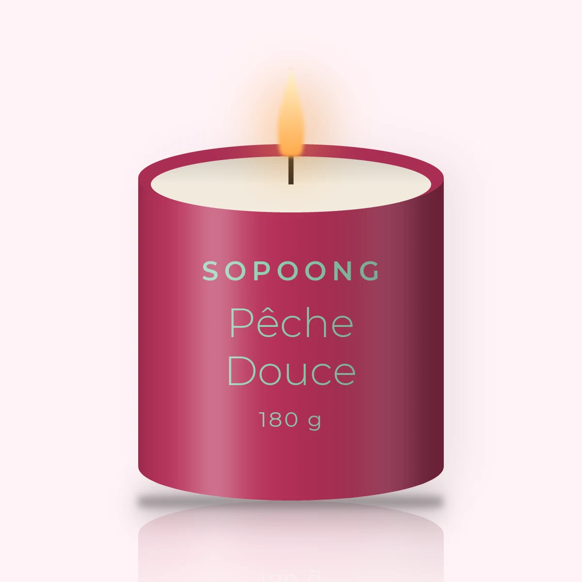 Bougie parfumée Pêche Douce à la cardamome – Sopoong, pot en verre 180 g