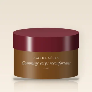 Gommage corps réconfortant au sucre et à l'huile de noisette – Ambre Sépia, pot 150 g