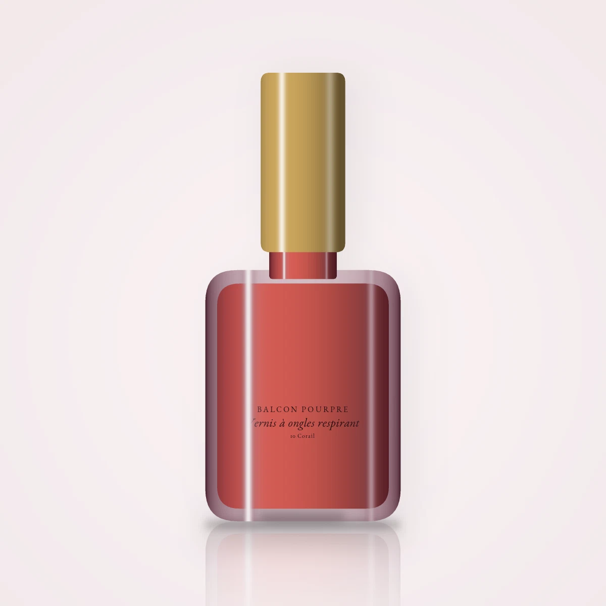 Vernis à ongles respirant au thé vert – Balcon Pourpre, flacon 10 ml, teinte 10 Corail
