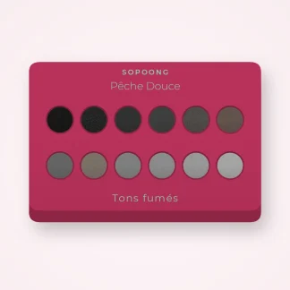 Palette yeux Pêche Douce complète – Sopoong, 4 × 1,2 g, teinte Tons fumés