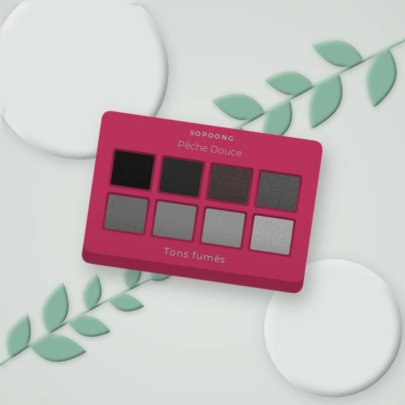 Palette yeux Pêche Douce complète – Sopoong, photo d'ambiance