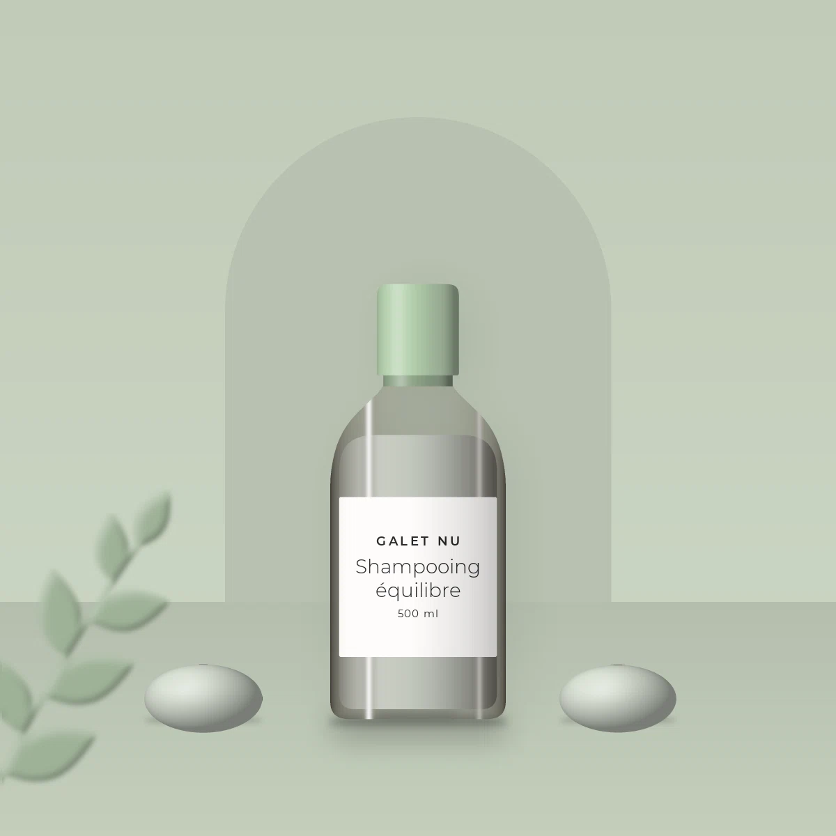 Shampooing équilibre à l'extrait de sauge – Galet Nu, photo d'ambiance