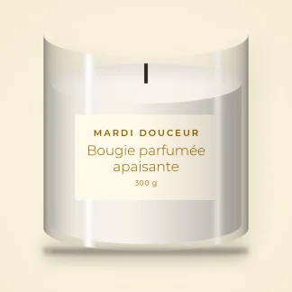 Bougie parfumée apaisante à l'arbre à thé – Mardi Douceur, pot en verre 300 g