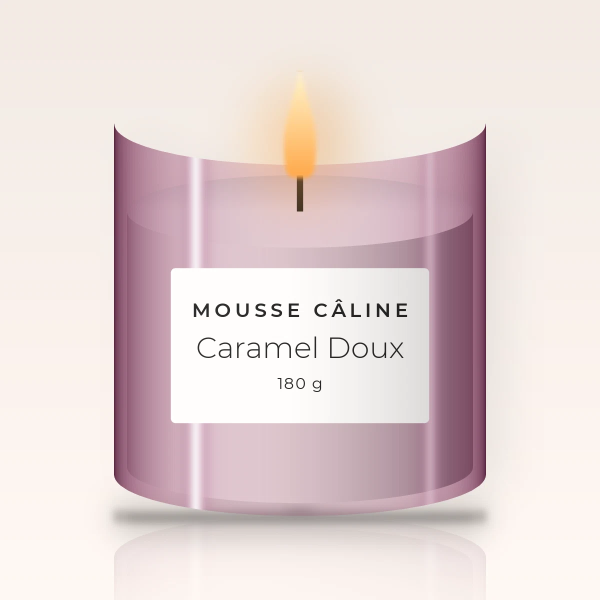 Bougie parfumée Caramel Doux au clou de girofle – Mousse Câline, pot en verre 180 g