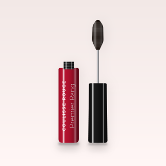 Mascara Premier Rang épaississant – Coulisse Rouge, flacon et brosse 4 ml, teinte Brun noir