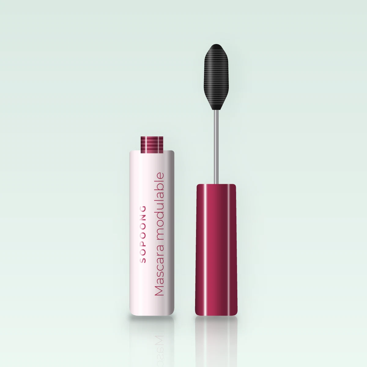 Mascara modulable à l'huile d'argan – Sopoong, flacon et brosse 10 ml, teinte Noir