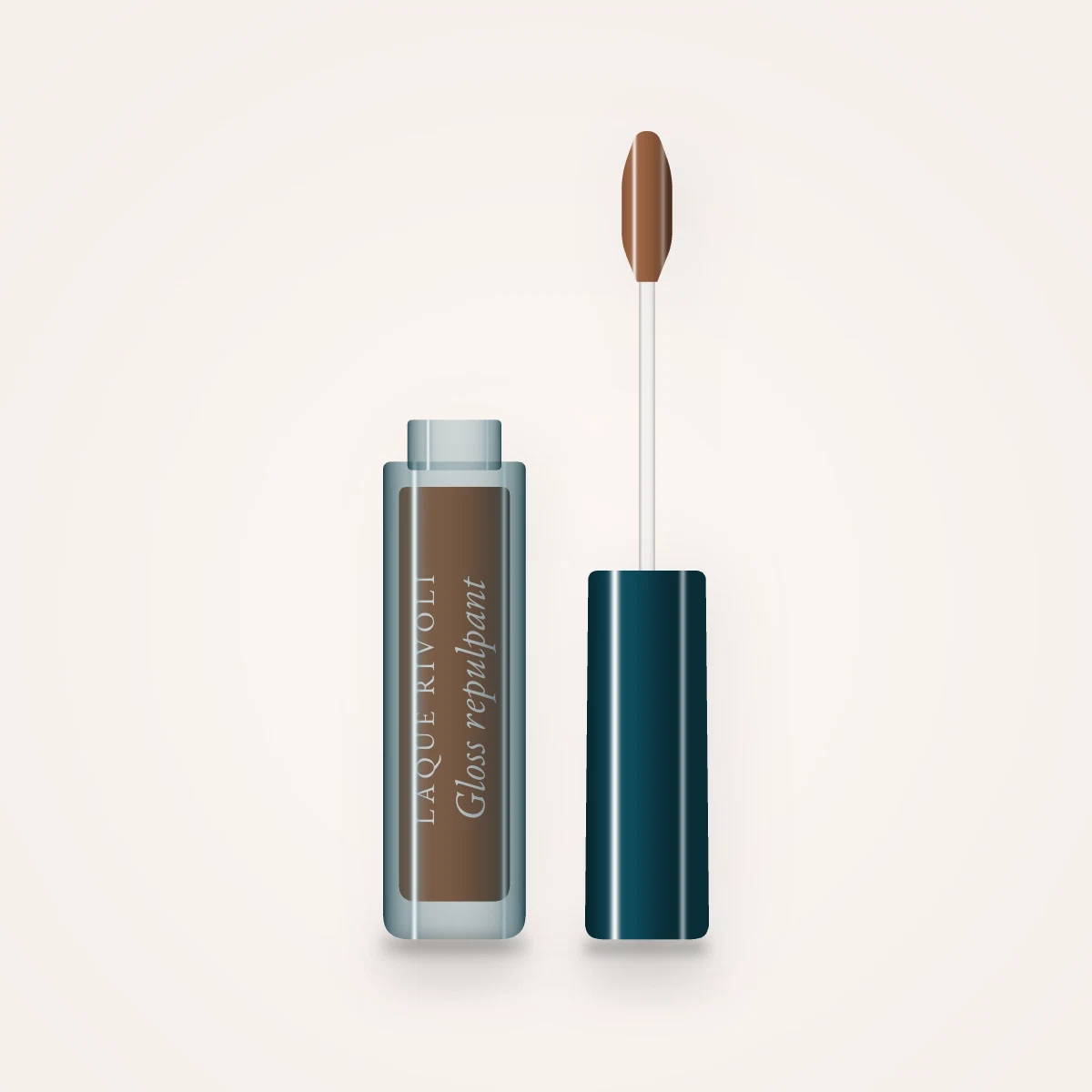 Gloss repulpant à la fleur de cerisier – Laque Rivoli, flacon applicateur 8 ml, teinte 12 Brun doré