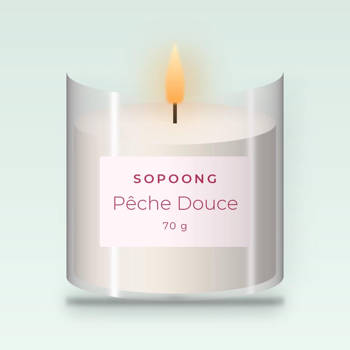 Bougie parfumée Pêche Douce au cèdre de l'Atlas – Sopoong, pot en verre 70 g