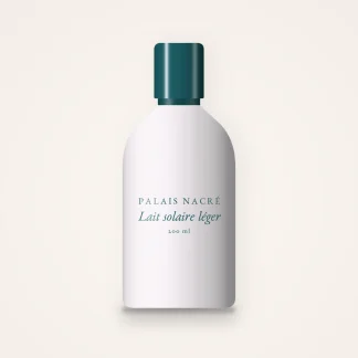 Lait solaire léger à la fleur de tiaré SPF 50 – Palais Nacré, flacon 200 ml