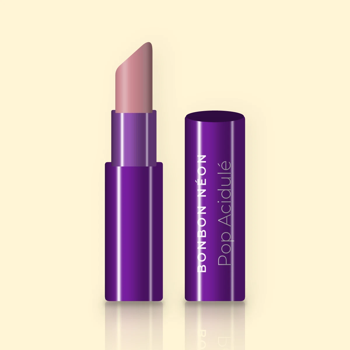 Rouge à lèvres Pop Acidulé à l'huile de framboise – Bonbon Néon, étui 3,8 g, teinte 04 Rose poudré
