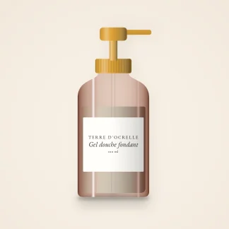 Gel douche et bain fondant au concombre – Terre d'Ocrelle, flacon-pompe 100 ml