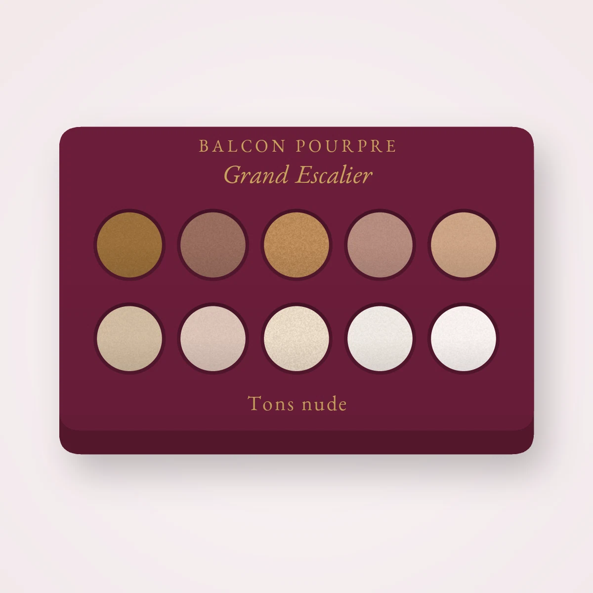 Palette yeux Grand Escalier à l'huile de jojoba – Balcon Pourpre, 12 × 1 g, teinte Tons nude