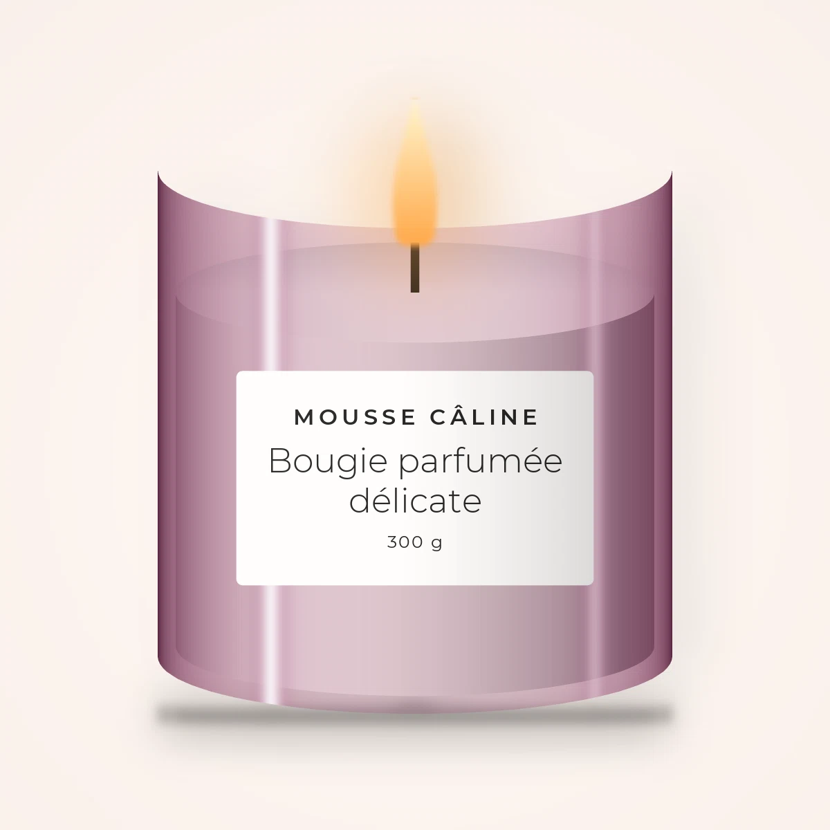 Bougie parfumée délicate à l'orange douce – Mousse Câline, pot en verre 300 g