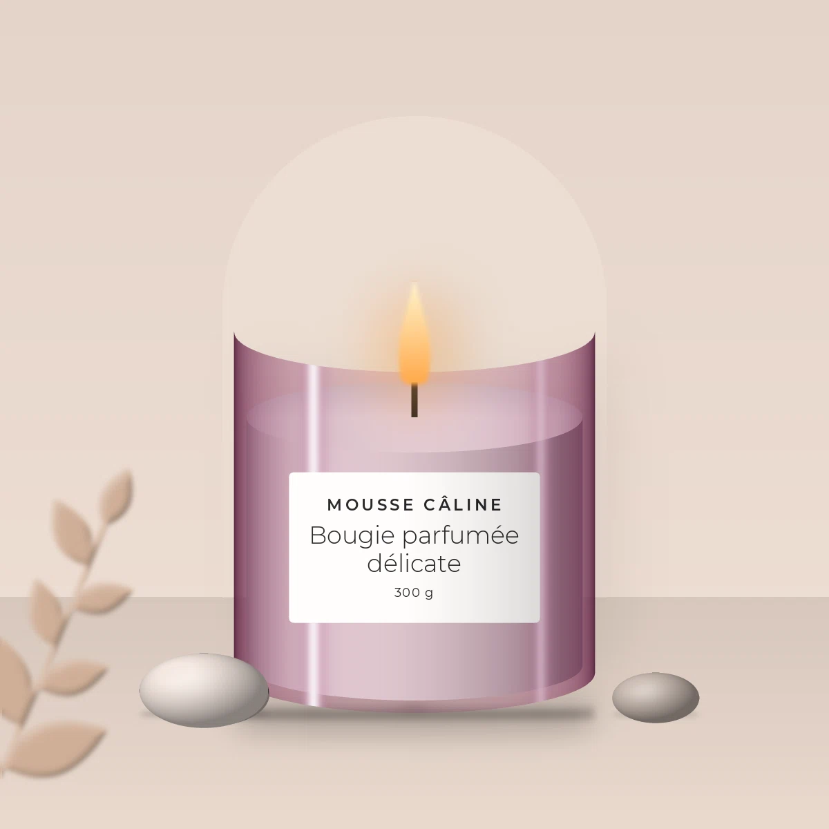 Bougie parfumée délicate à l'orange douce – Mousse Câline, photo d'ambiance