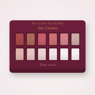 Palette yeux multi-usage Soie Carmin – Balcon Pourpre, 9 × 1 g, teinte Tons rosés